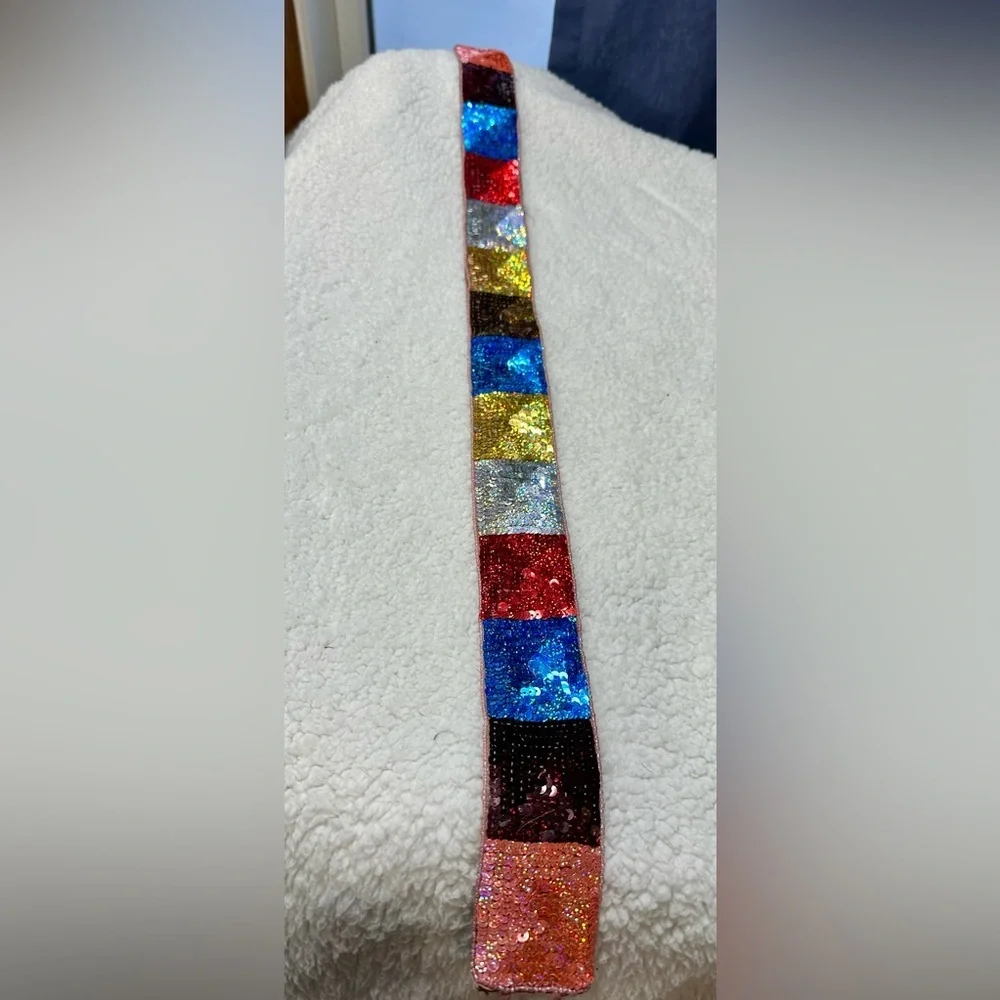 Vintage Raj Multicolor Sequin Tie Belt Deadstock new in package Festival Boho